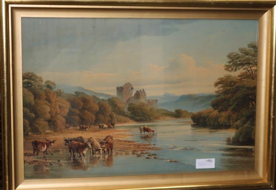 HWW. watercolour, Doon castle, initialled 40 x 60cm.